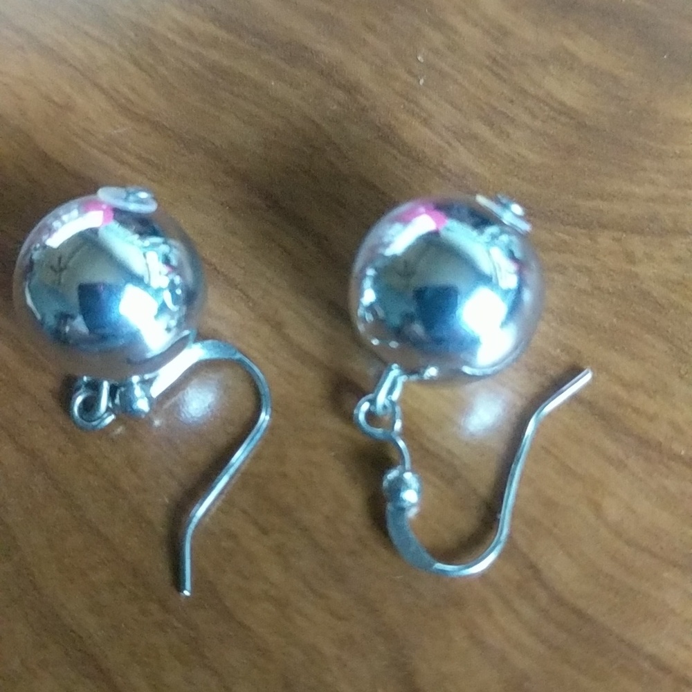 Silver Tone Ball Dangle Earrings - image 3